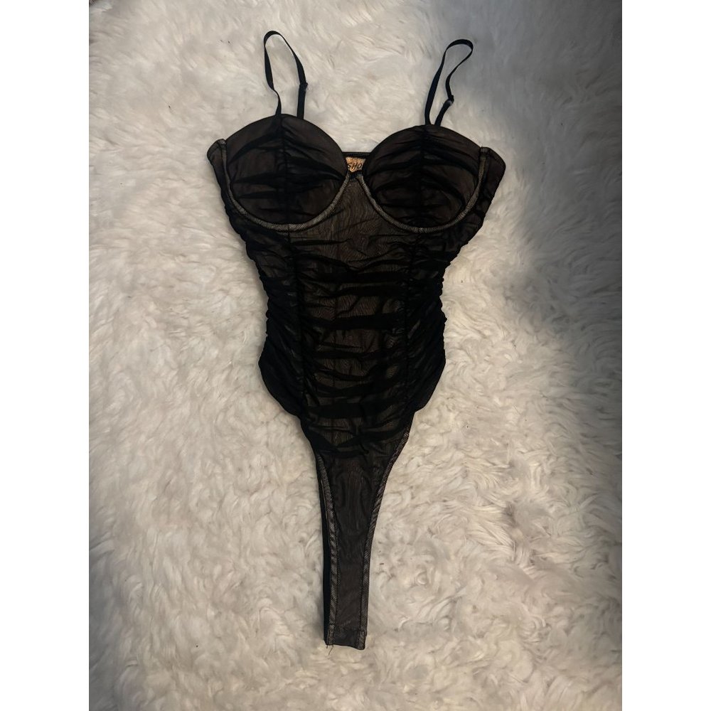 Shop 17 Ruched Sheer Bustier Bodysuit Size S